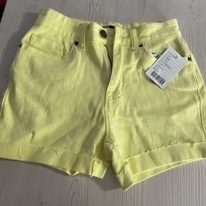 Yellow denim shorts